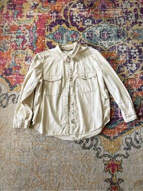 Anthropologie Pilcro Cream Button-Up Utility Shirt